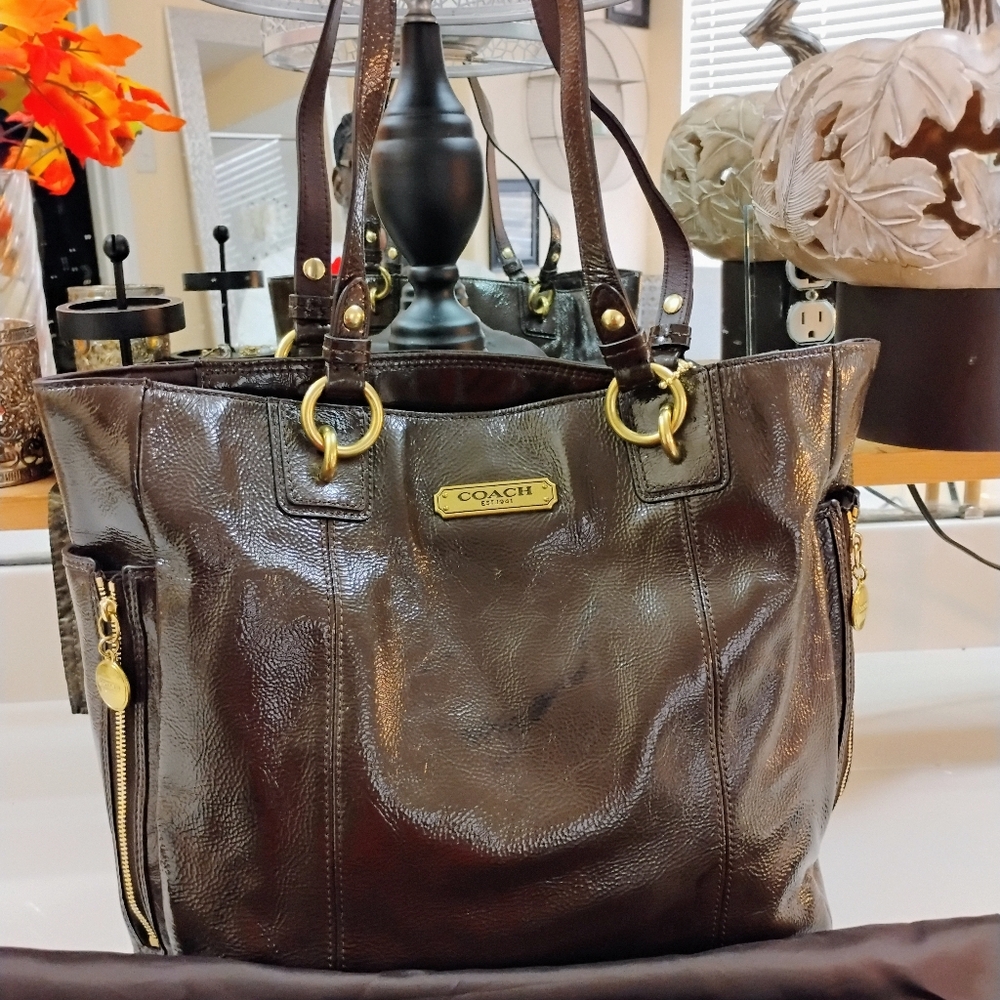 Coach Dark Brown Leather Tote